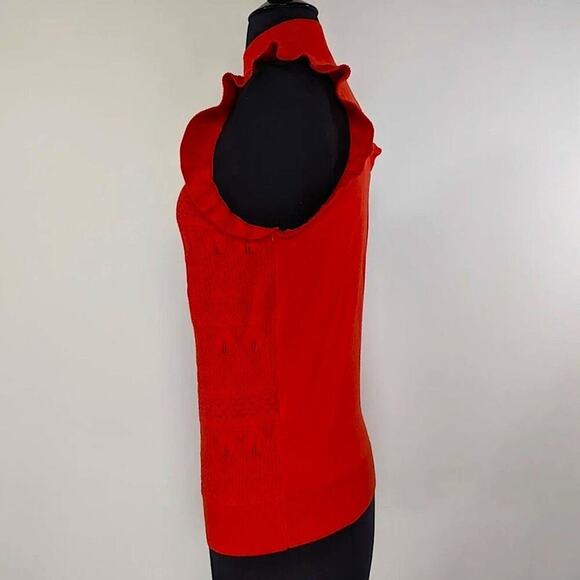 🆕 RED RUFFLE Knit TOP Tank Sweater Vest Who What Wear L NEW NWT - Picture 9 of 12